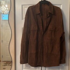 Serra Chocolate Suede Shirt with Logo Patch